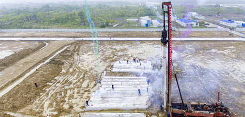 吴江盛泽2×100MW级燃机热电联产工程 桩基工程开工